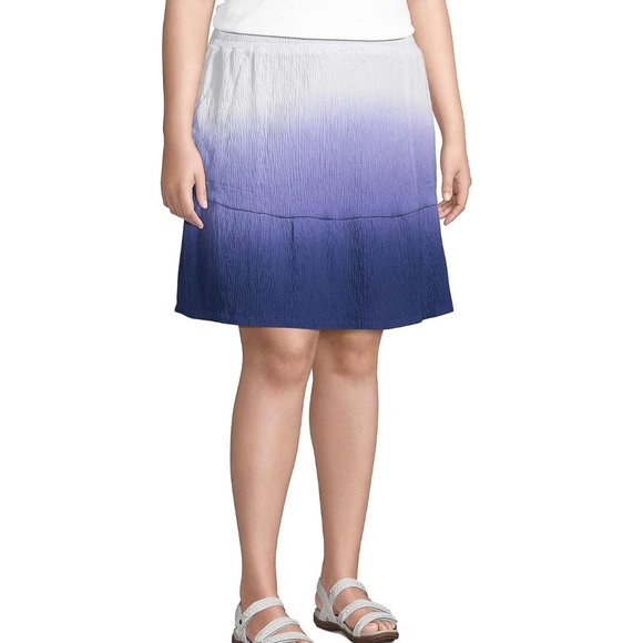 NWT  Lands End Womens Hi Rise Pull On Tiered Skirt Blue Ombre Size L $75 LE15 - Picture 3 of 5